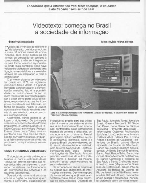 Lançamento do sistema Videotexto no Brasil pela TELEBRAS, 1982